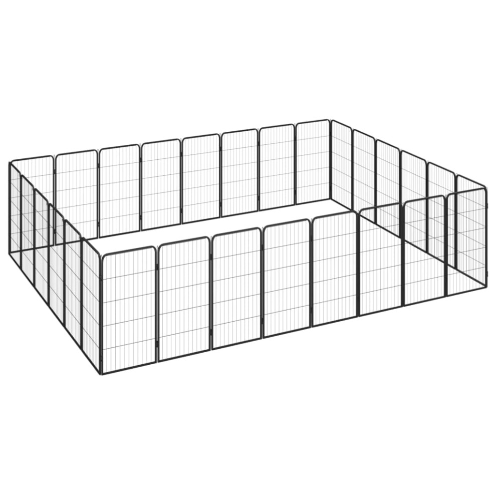 Vidaxl (400 X 300 X 100 Cm) Dog Playpen 4 Panels Black 50X100 Cm Powder-Coated Steel Dog Kennel