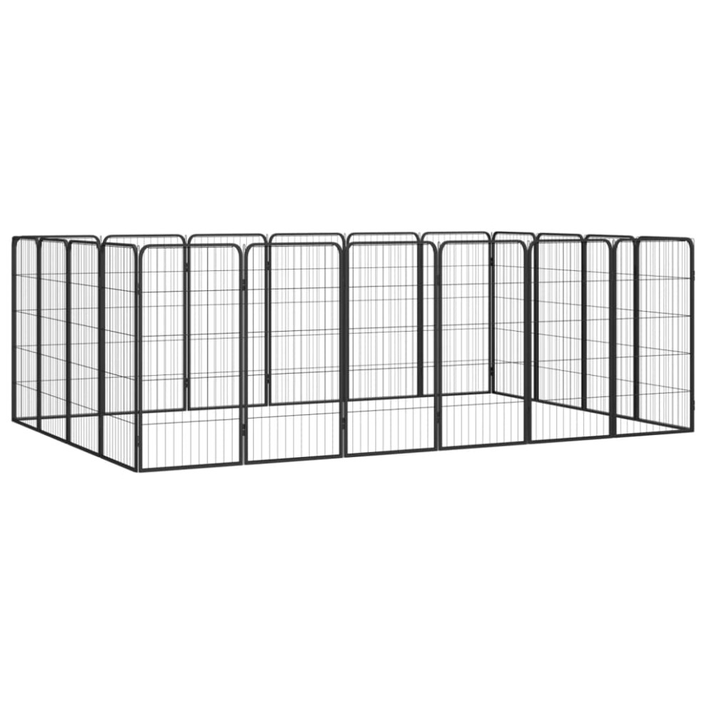 Vidaxl (300 X 200 X 100 Cm) Dog Playpen 4 Panels Black 50X100 Cm Powder-Coated Steel Dog Kennel