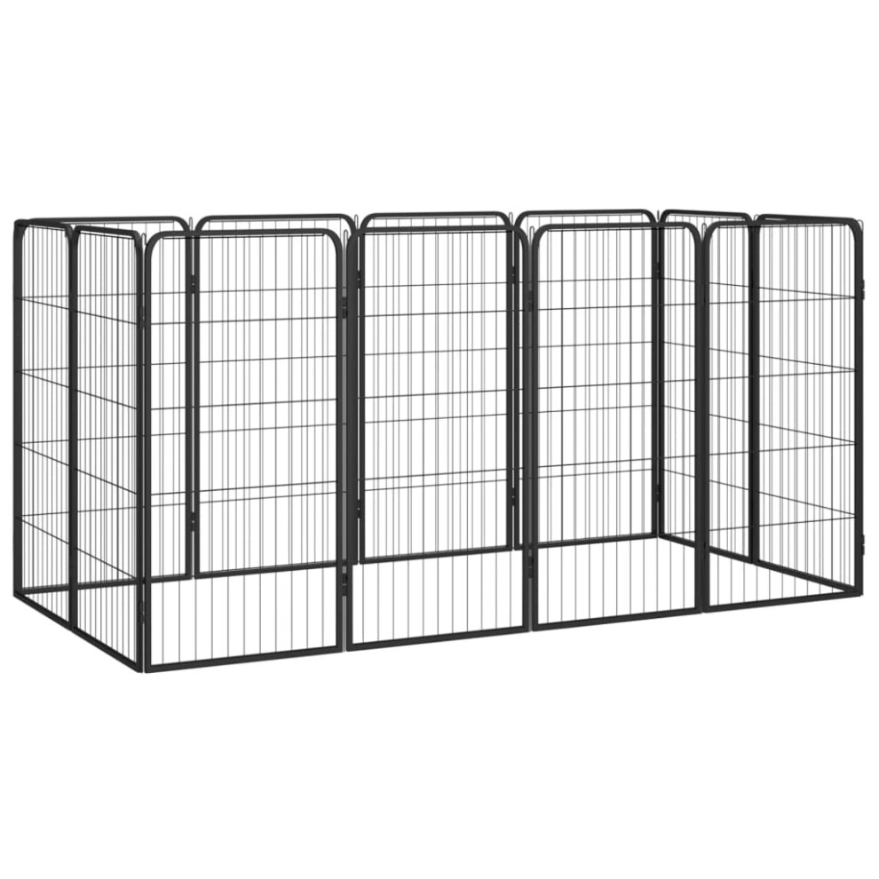 Vidaxl (200 X 100 X 100 Cm) Dog Playpen 4 Panels Black 50X100 Cm Powder-Coated Steel Dog Kennel