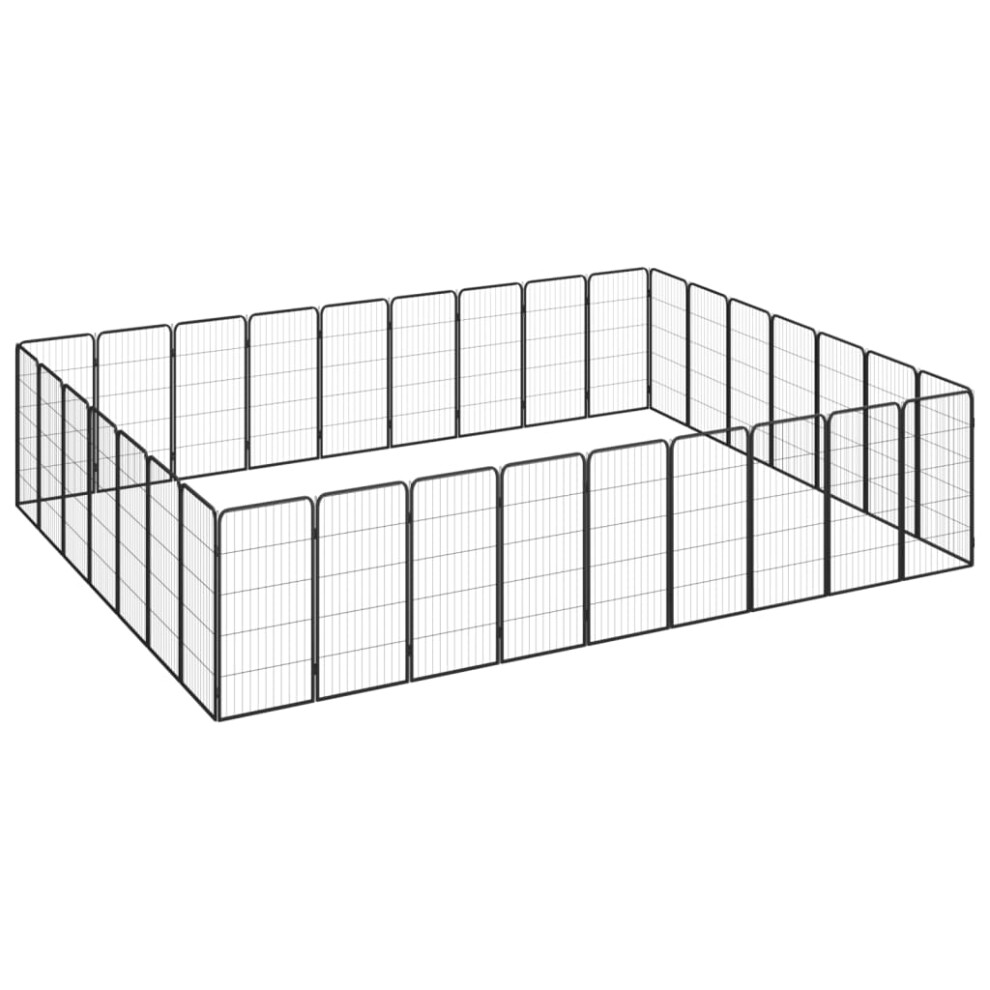 Vidaxl (450 X 350 X 100 Cm) Dog Playpen 4 Panels Black 50X100 Cm Powder-Coated Steel Dog Kennel