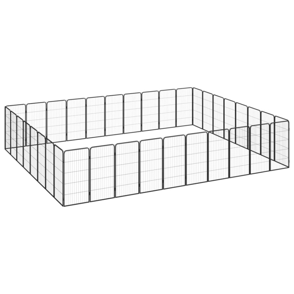 Vidaxl (500 X 400 X 100 Cm) Dog Playpen 4 Panels Black 50X100 Cm Powder-Coated Steel Dog Kennel