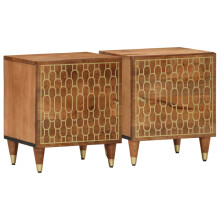 (honey brown, 2 pcs) vidaXL Bedside Cabinet Nightstand Bed Cabinet Side Table Solid Wood Mango