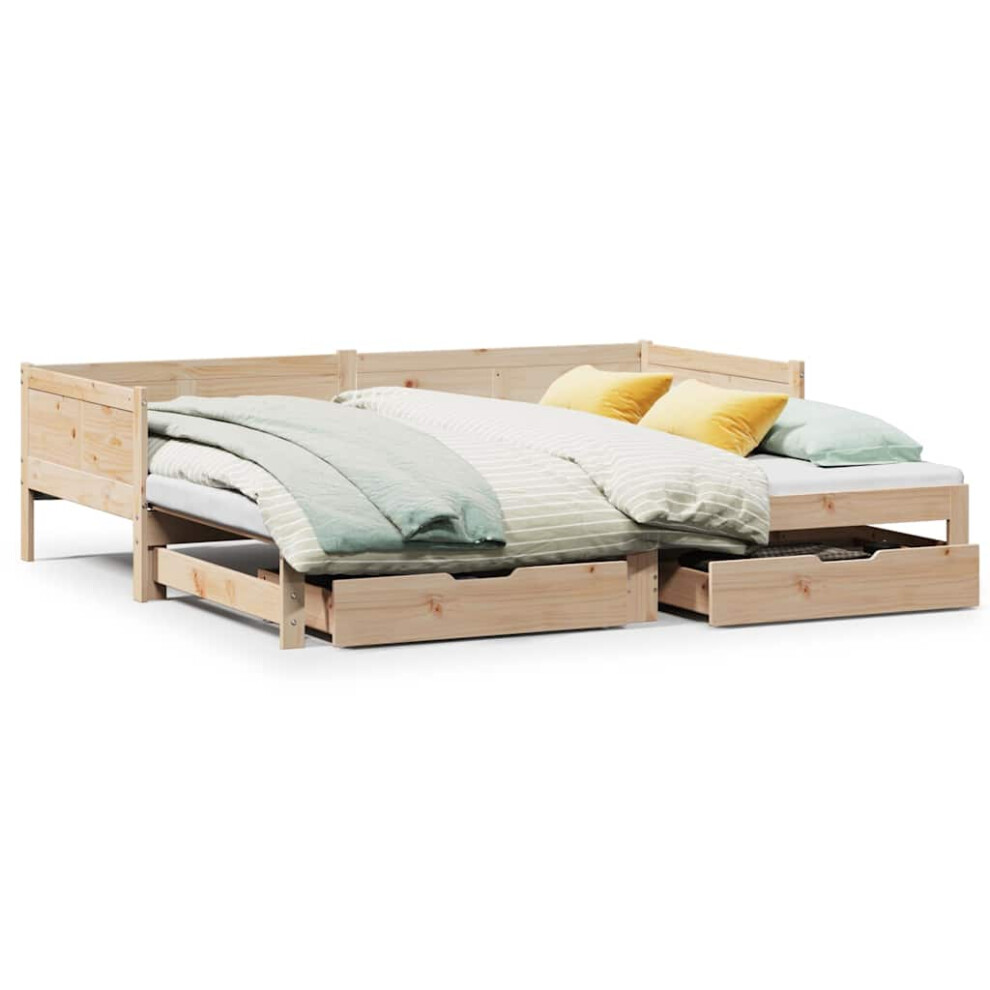 Vidaxl (90 X 190 Cm) Daybed With Trundle And Drawers Sofa Bed 80X200 Cm Solid Wood Pine