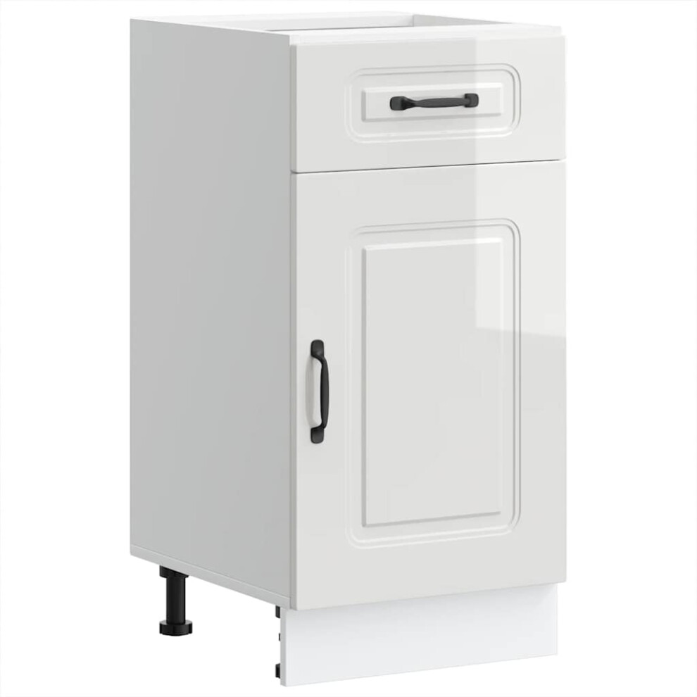 Vidaxl (High Gloss White, 40 X 46 X 81.5 Cm) Kitchen Base Cabinet Kalmar Smoked Oak Engineered Wood