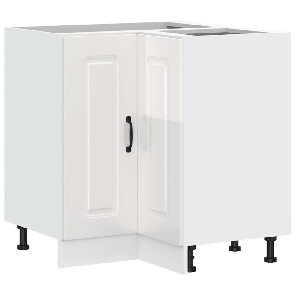Vidaxl White (High Gloss 75.5 X 75.5 X 81.5 Cm) Kitchen Base Cabinet Kalmar Smoked Oak Engineered Wood