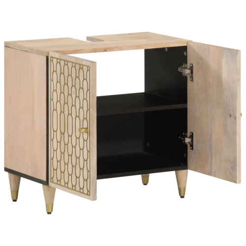 VidaXL (natural) vidaXL Bathroom Sink Cabinet Storage Cupboard Vanity Unit Solid Wood Mango 1