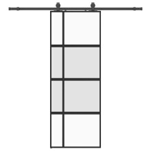 (black, matt and transparent, 76 x 205 cm (200 cm sliding rail)) vidaXL Sliding Door with Hardware Set Black 76x205 cm Tempered Glass