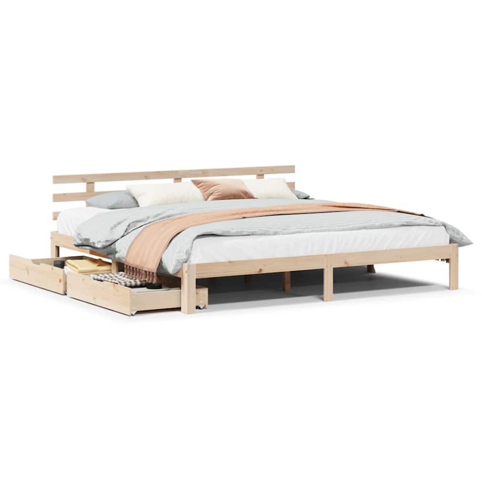 Vidaxl (200 X 200 Cm) Bed Frame With Drawers Bed Base 75X190 Cm Small Single Solid Wood Pine
