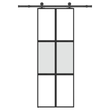 (76 x 205 cm (152.5 cm)) vidaXL Sliding Door with Hardware Set 102,5x205 cm Tempered Glass&Aluminium