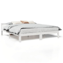 (white, 160 x 200 cm) vidaXL Family Bed Frame No Mattress White 240x200 cm Solid Wood Pine