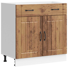 (old wood, 80 x 46 x 81.5 cm) vidaXL Kitchen Base Cabinet Lucca High Gloss White Engineered Wood