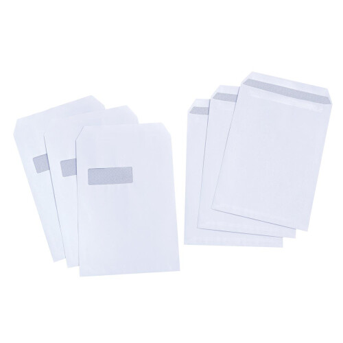 5 Star Value Envelopes Pocket Press Seal Window 90gsm C4 White