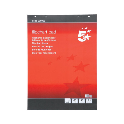5 Star Office Flipchart Pad 70gsm Plain Perforated Punched 2