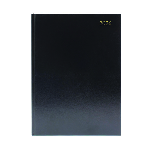 2026 Desk Diary A5 Day Per Page Hardback Black