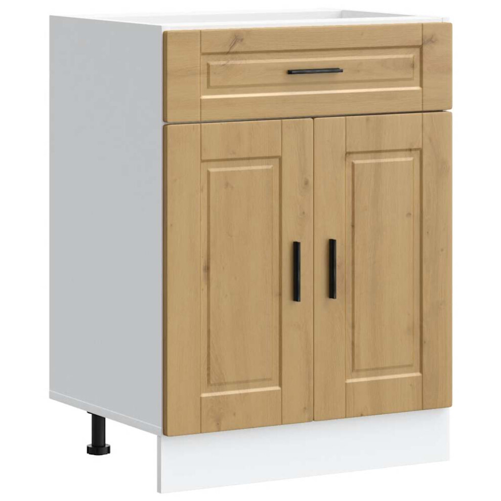 Vidaxl Black (Artisan Oak, 60 X 46 X 81.5 Cm) Kitchen Base Cabinetâ Porto Engineered Wood Sink Base Cabinet