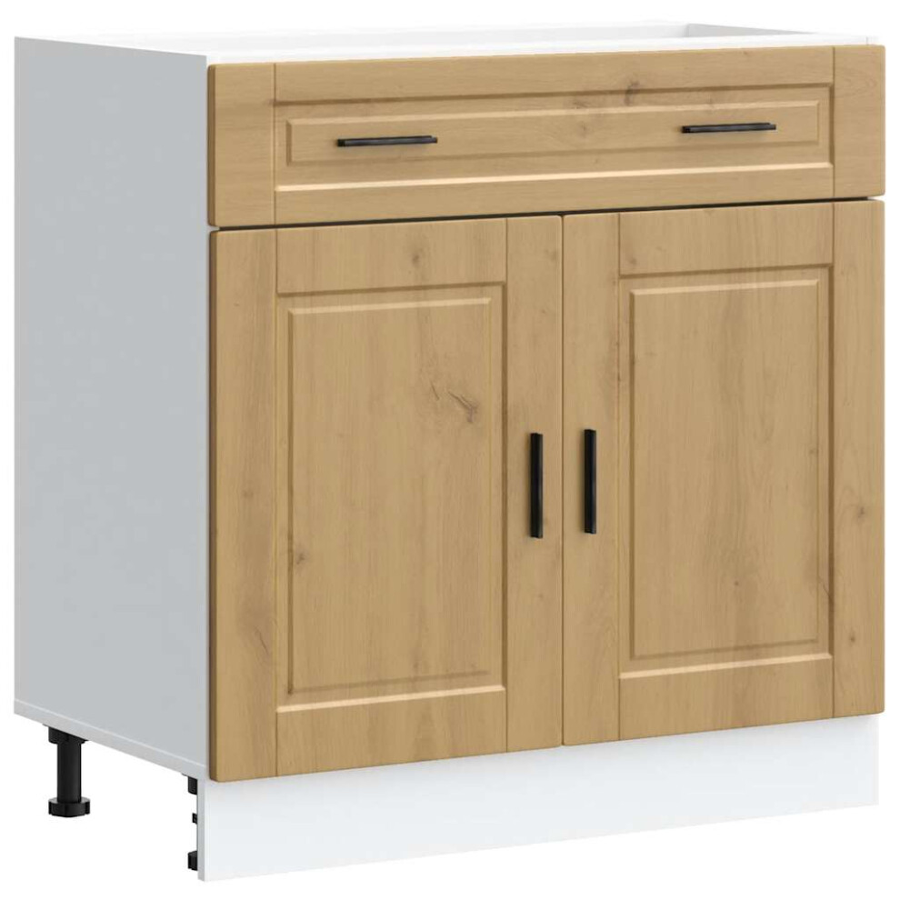 (Artisan Oak, 80 X 46 X 81.5 Cm) Vidaxl Kitchen Base Cabinetâ Porto Black Engineered Wood Sink Base Cabinet 8721158423320