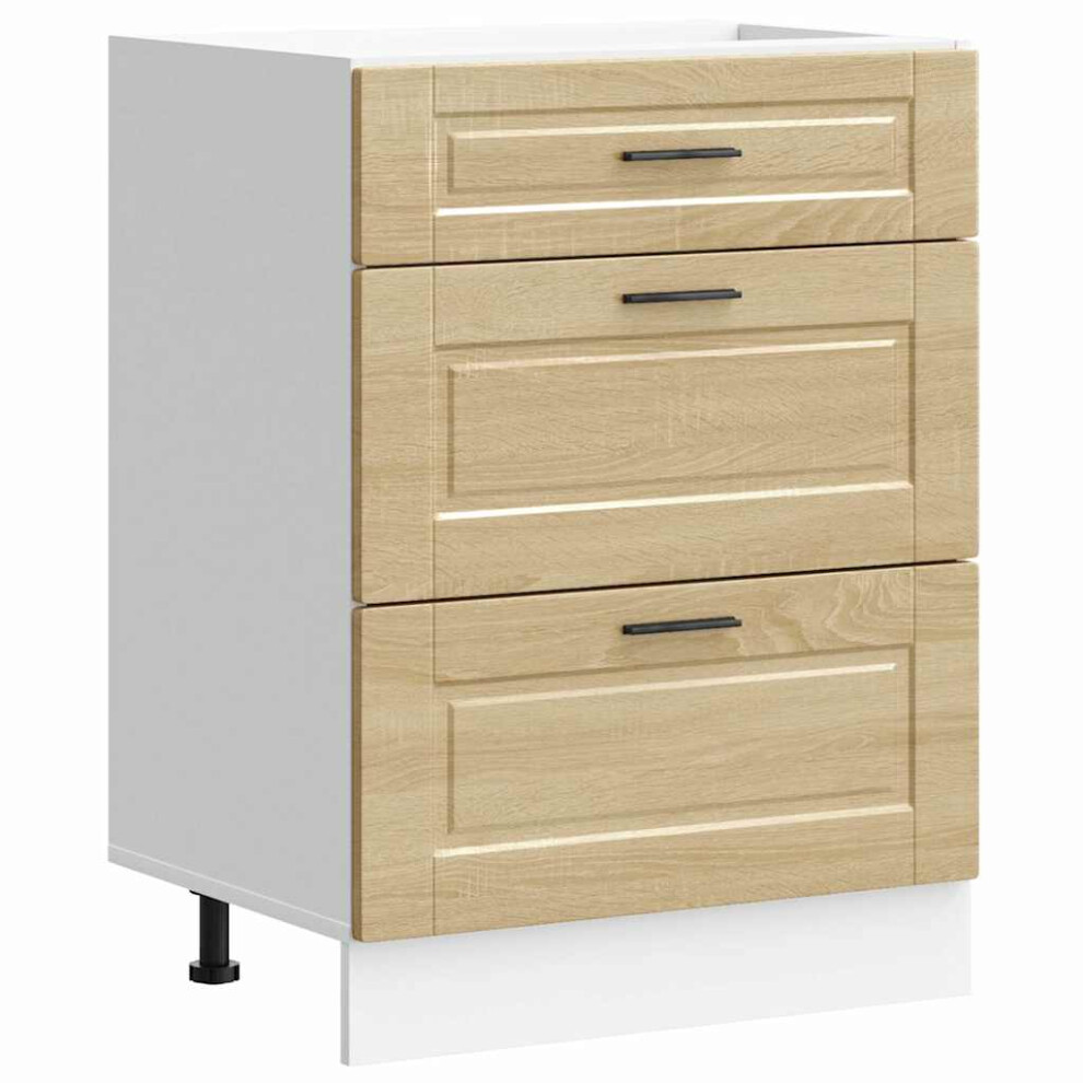 (Sonoma Oak, 60 X 46 X 81.5 Cm) Vidaxl Kitchen Base Cabinetâ Porto Black Engineered Wood Sink Base Cabinet 8721158426086