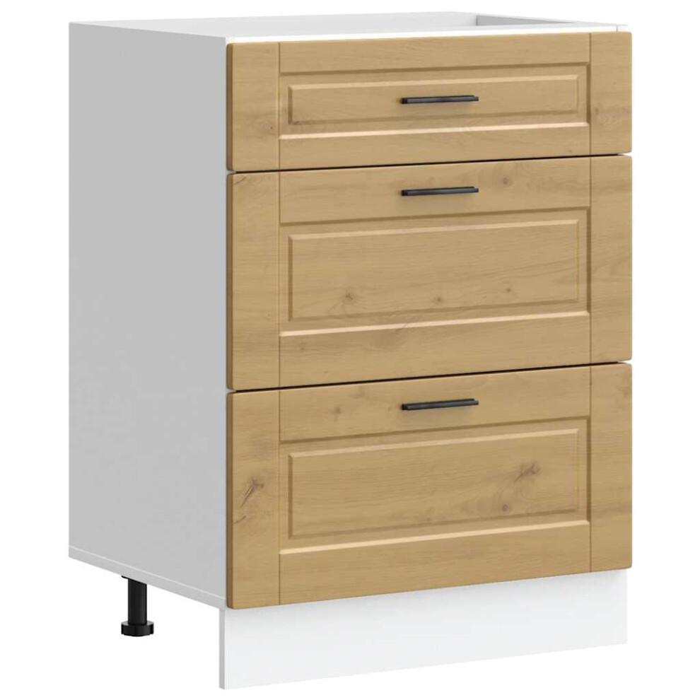 Vidaxl (Artisan Oak, 60 X 46 X 81.5 Cm) Kitchen Base Cabinet Porto Black Engineered Wood Sink Base Cabinet