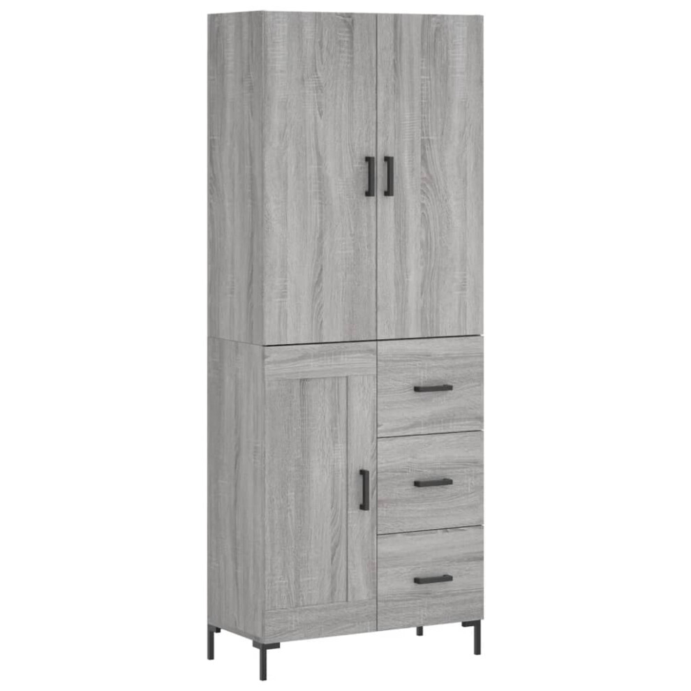 Vidaxl (Grey Sonoma) Highboard Sideboard Cupboard Side Cabinet Smoked Oak Engineered Wood