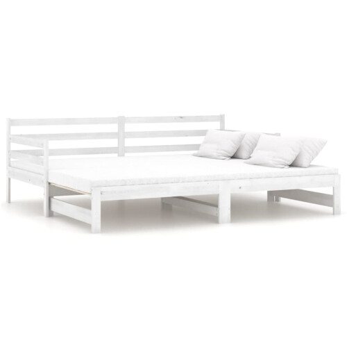 VidaXL (white) vidaXL Solid Pinewood Pull-out Day Bed 2x(90x200) cm Wooden Sleepover Sofa Bed 1
