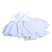 White 48x30mm Strung Tickets (Pack of 1000) - E-26