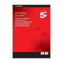 5 Star Office A5 150 Micron Laminating Pouches Gloss (Pack of