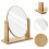 Khaki Wood Makeup Mirror Swivel Oval Tabletop Vanity Mirror 3