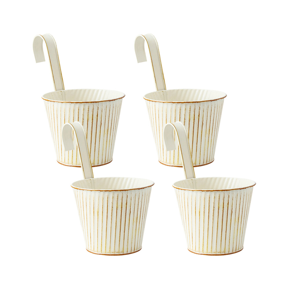 4Pcs Blumentopf Metall HäNgen Blumentopf Balkon Garten Pflanzer Korb Zaun HäNgen Eimer-image
