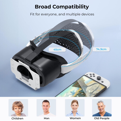 (As shown) DEVASO For Nintendo Switch VR Headset with Adjusta 2