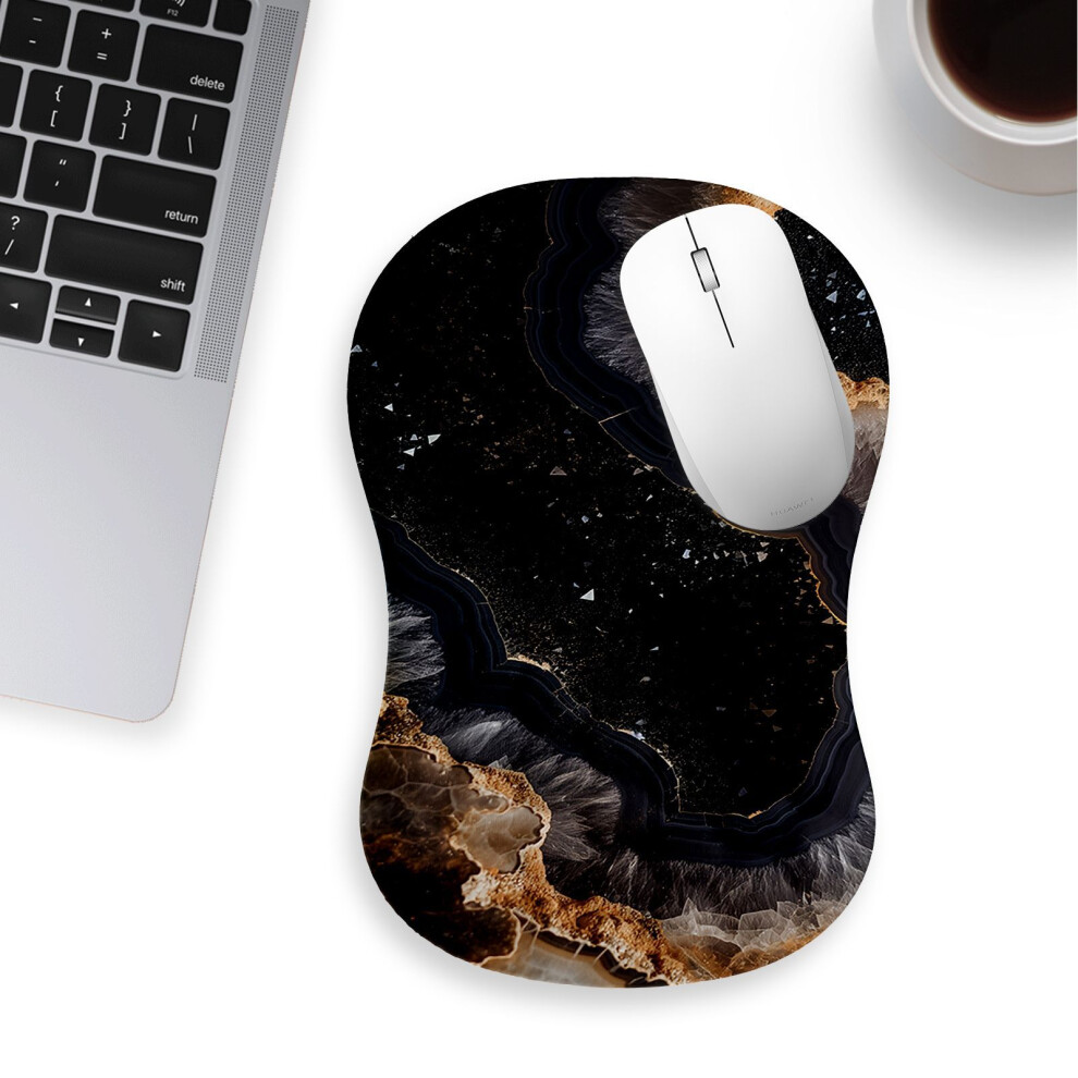 ( Marble) 30X20x2.5cm Office Gaming Mouse Pad With Wrist Res Black 6914271187756