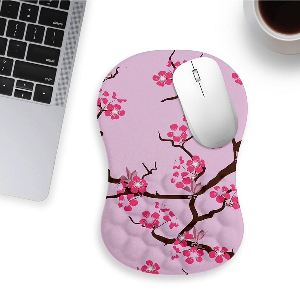 ( Plum Blossom) 30X20x2.5cm Office Gaming Mouse Pad With Wrist Res Pink 6914275843238