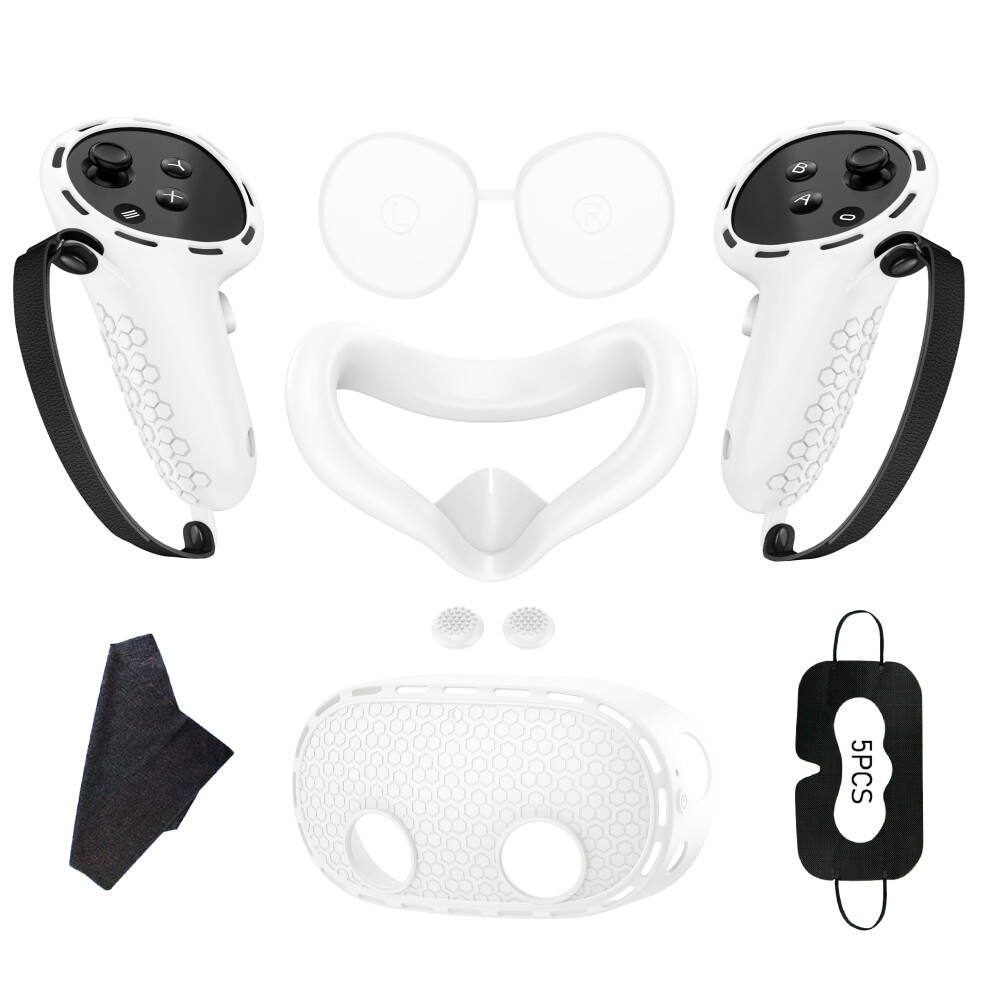(White) For Meta Quest 3S Silicone Accessory Set With Vr H White 6914278047244