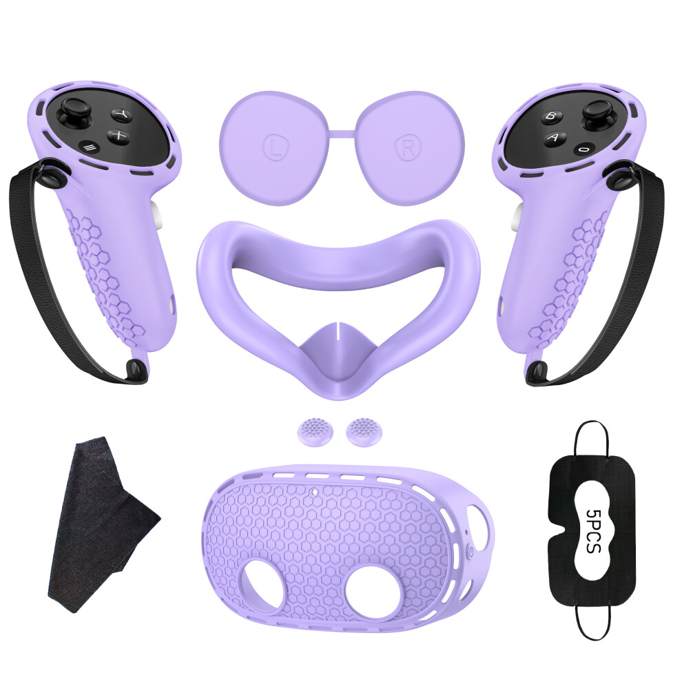 (Purple) For Meta Quest 3S Silicone Accessory Set With Vr H Purple 6914270657830