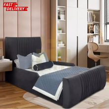 (Cream ( with Mattress), 3ft Single ( No Gaslift)) Luxury Velvet Bed Frame for Kids & Girls with Mattress, Gas Lift Storage Option Hand Made UK