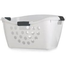 Lakeland Easy Load White Plastic Laundry Washing Basket 50L – Comfortable Hip Re