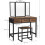 VASAGLE Dressing Table and Stool Set, Dressing Table with Triple Fold Mirror, 3 5