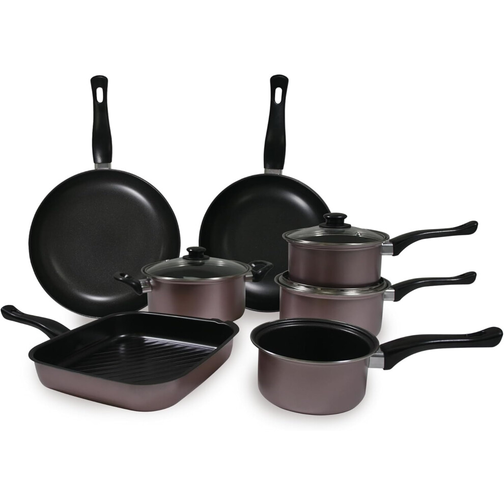 (Pink) Carter & Clay 10pc Cookware Set Non Stick Pots & Pans-image-OPC-PJQBSQG-NEW