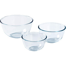 Pyrex – 8023509 – 3 Pieces Glass Mixing Bowls Salad Bowl – 0.5 L 1 L 2 L – Boros