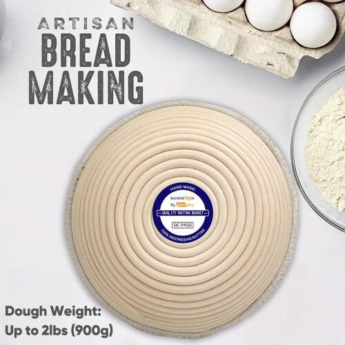 Jeensley Boxed Sourdough Starter Kit Bread Proofing Basket with Leaflet Round Ba 2