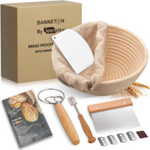 Jeensley Boxed Sourdough Starter Kit Bread Proofing Basket with Leaflet Round Ba