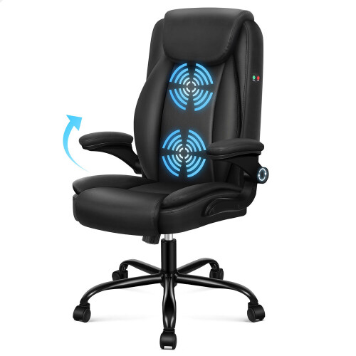 ELFORDSON ELFORDSON Massage Office Chair High-back Work Swivel PU Leather