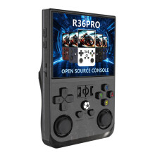 (Transparent Black) Game console R36 PRO 64G Retro 3.5 Inch Screen Han
