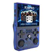 (Transparent Blue) Game console R36 PRO 64G Retro 3.5 Inch Screen Han
