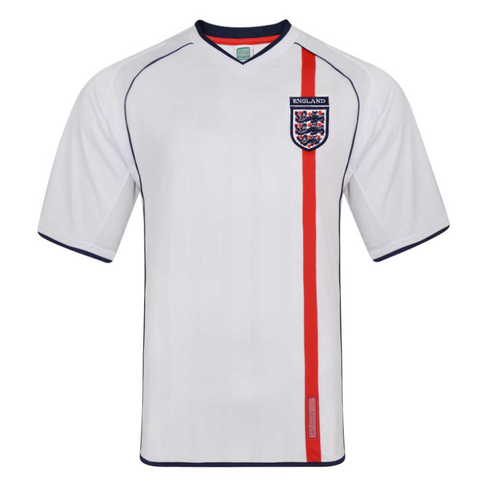Score Draw Men's White (L) England 2002 Retro Football Shirt