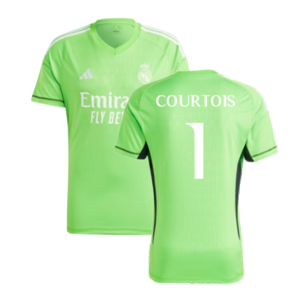 Adidas (M) 2023-2024 Real Madrid Home Goalkeeper Shirt (Solar Green) (Courtois 1)