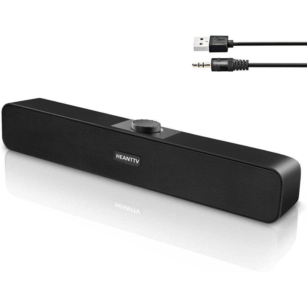6W USB-Powered Stereo Soundbar for PC, Desktop, Laptop & Smartphone – Black
