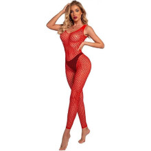 Women's Sexy Mesh BodyStocking Fishnet Lingerie Long Sleeve Bodysuits One Piece  S-3XL