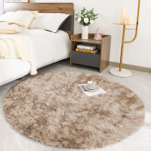(120 x 120 cm (4ft x 4ft), Beige) Thick Large Shaggy Rugs for Living Room Nonslip Area Rug Soft Fluffy Bedroom Carpets