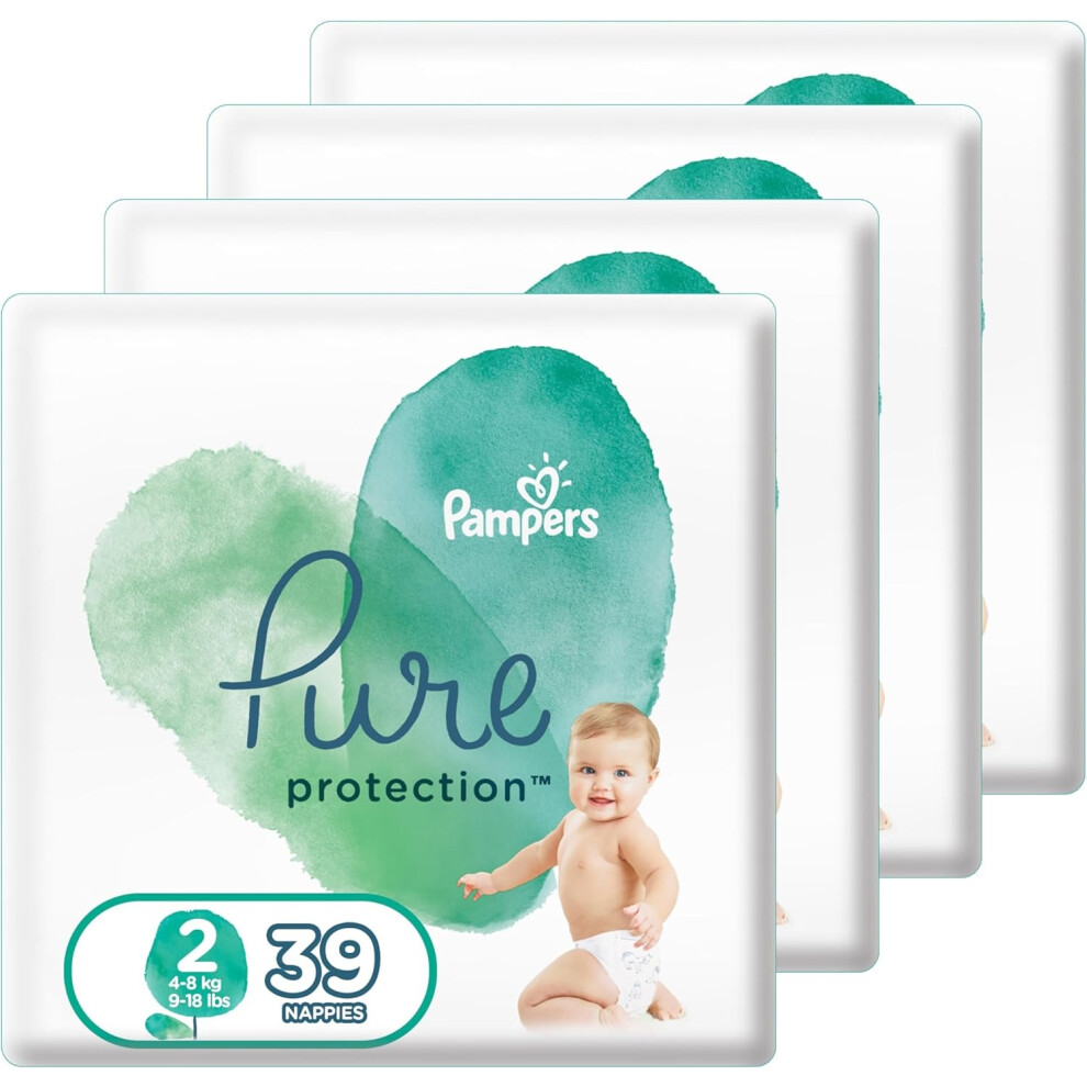 Pampers Pure Protection Dermatologically Tested Diapers, - Size 2, 156 Diaper Count (Pack of 4)