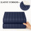 (3PCS BLUE) King Size Fitted Sheets Pillowcase 40CM Bed Sheet 1